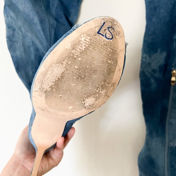 LILIANA Barbara 13 Thigh High Over Knee Denim Open Toe Stiletto Heel Boot Sz 8.5 - Picture 5 of 5